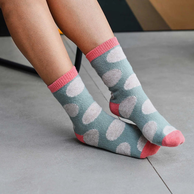 womens-lambswool-socks-sage-oatmeal-spots-catherine-tough