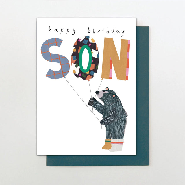 Birthday Son Bear Greeting Card - Stop The Clock