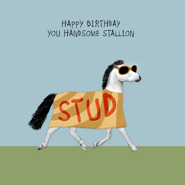 handsome-stallion-greeting-card-sally-scaffardi