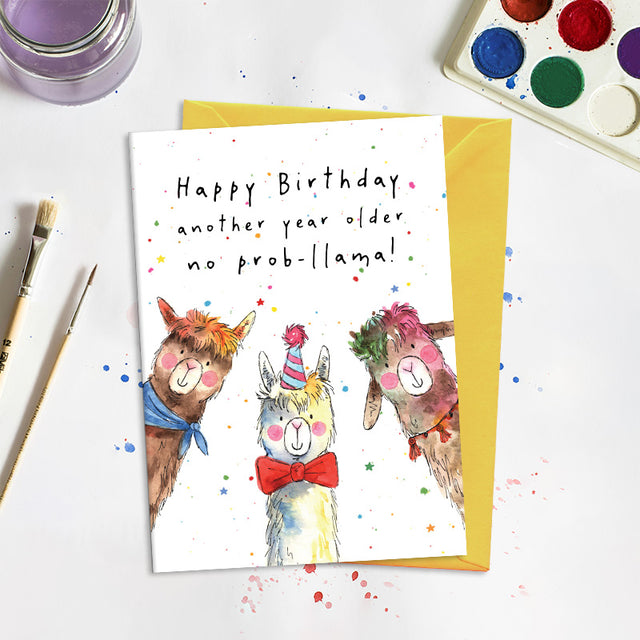 another-year-older-no-prob-llama-dandelion-stationery