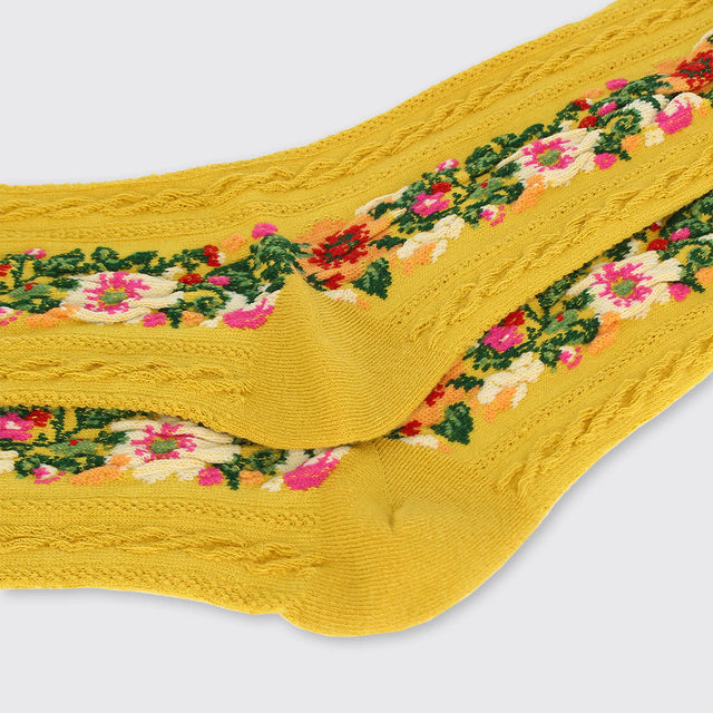 floral-garland-womens-socks-ochre-millie-mae