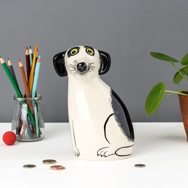 black-and-white-scruffy-dog-money-box-hannah-turner