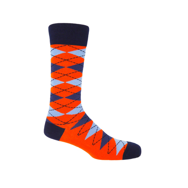 Argyle Men's Socks - Orange - Peper Harow