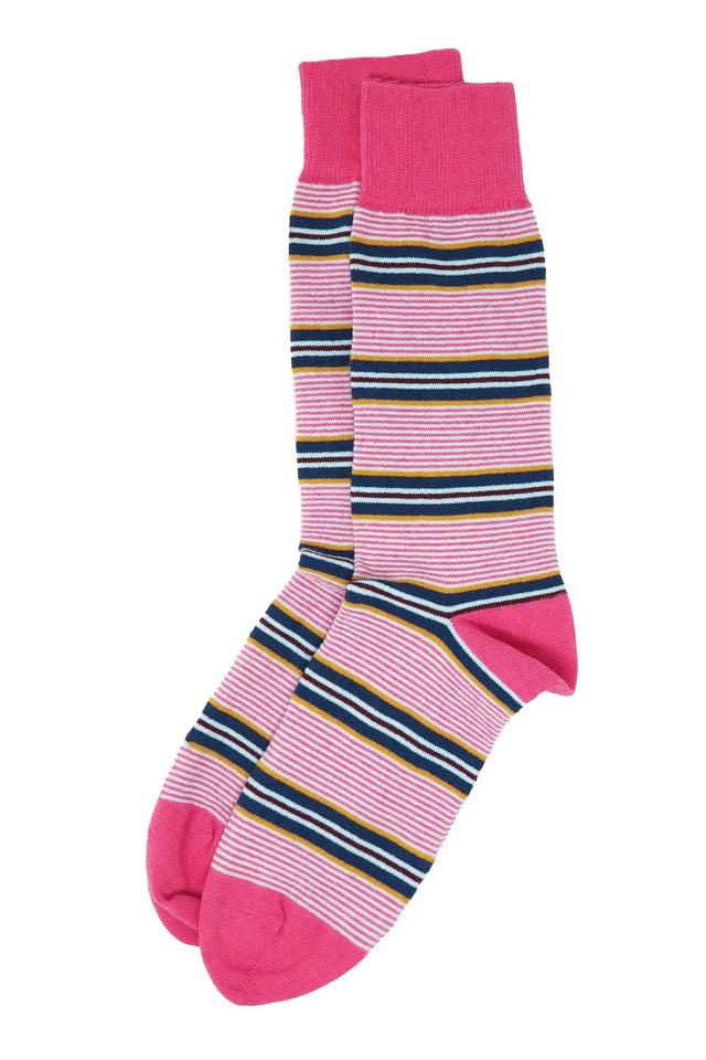 Multistripe Men's Socks - Pink - Peper Harow