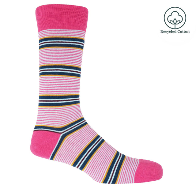 Multistripe Men's Socks - Pink - Peper Harow